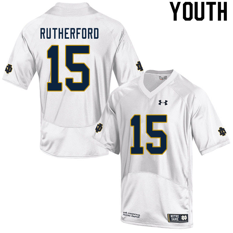 Youth NCAA Notre Dame Fighting Irish #15 Isaiah Rutherford Stitched College Under Armour Authentic White Football Jersey ED10V16NH